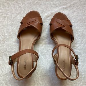Bass Brown Leather Wedge Sandals